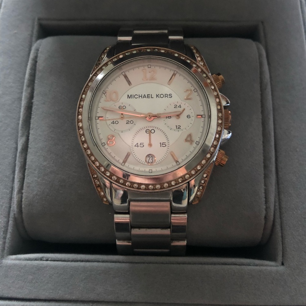 Michael Kors two tone watch with stone surround